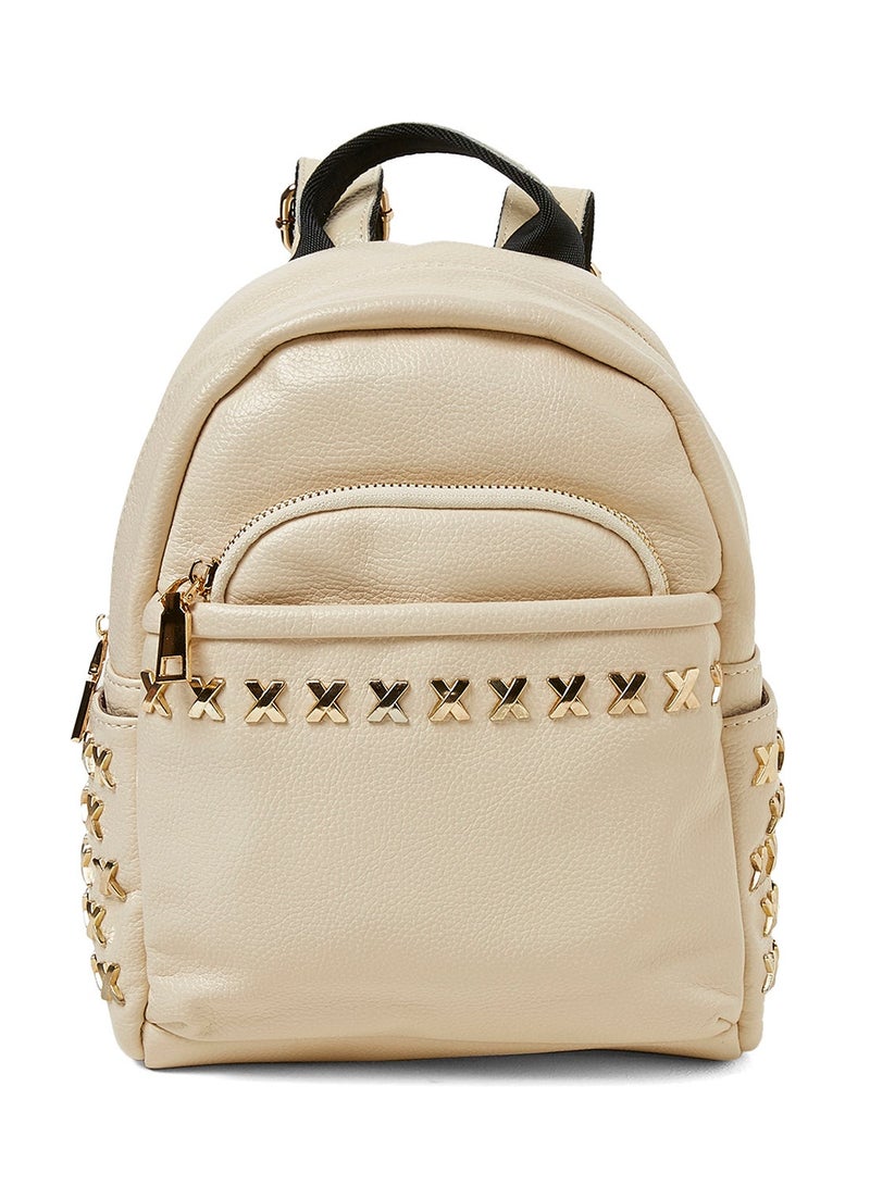 Faux Leather Backpack Beige