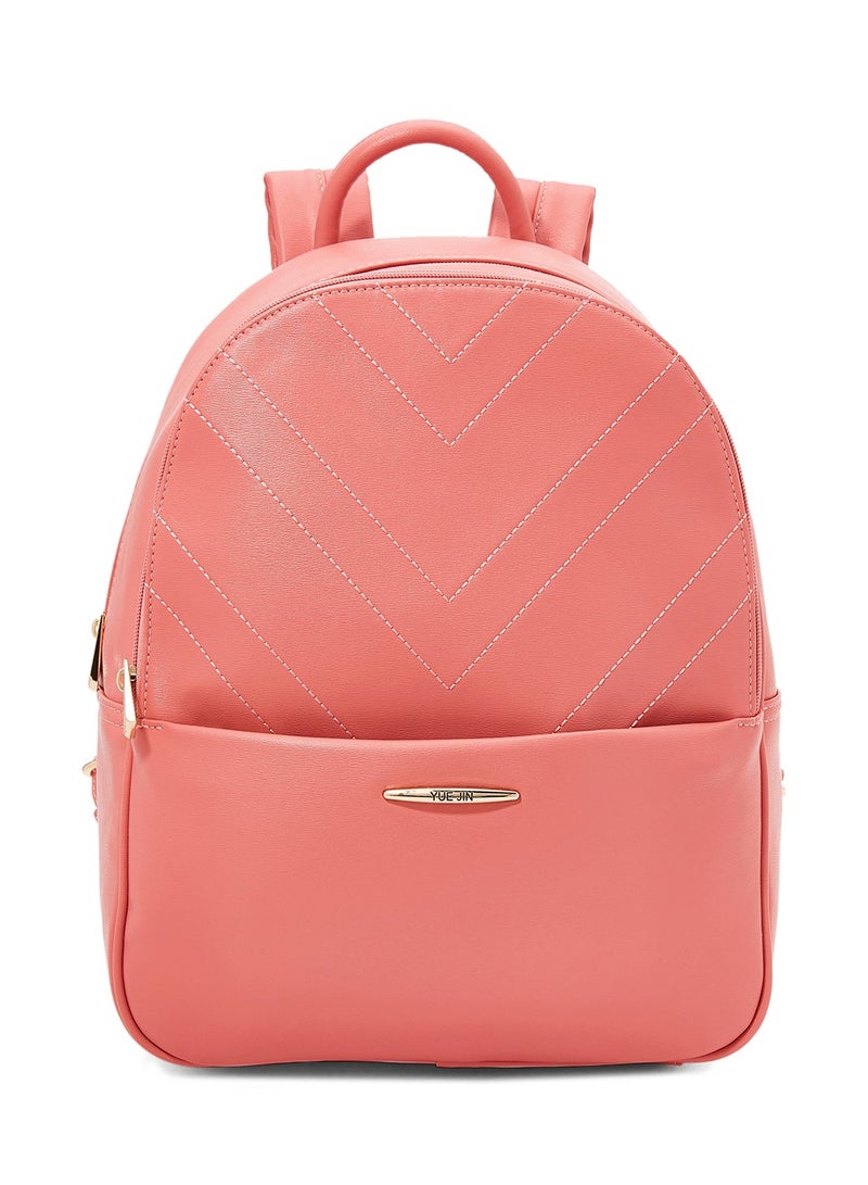 Faux Leather Backpack Red