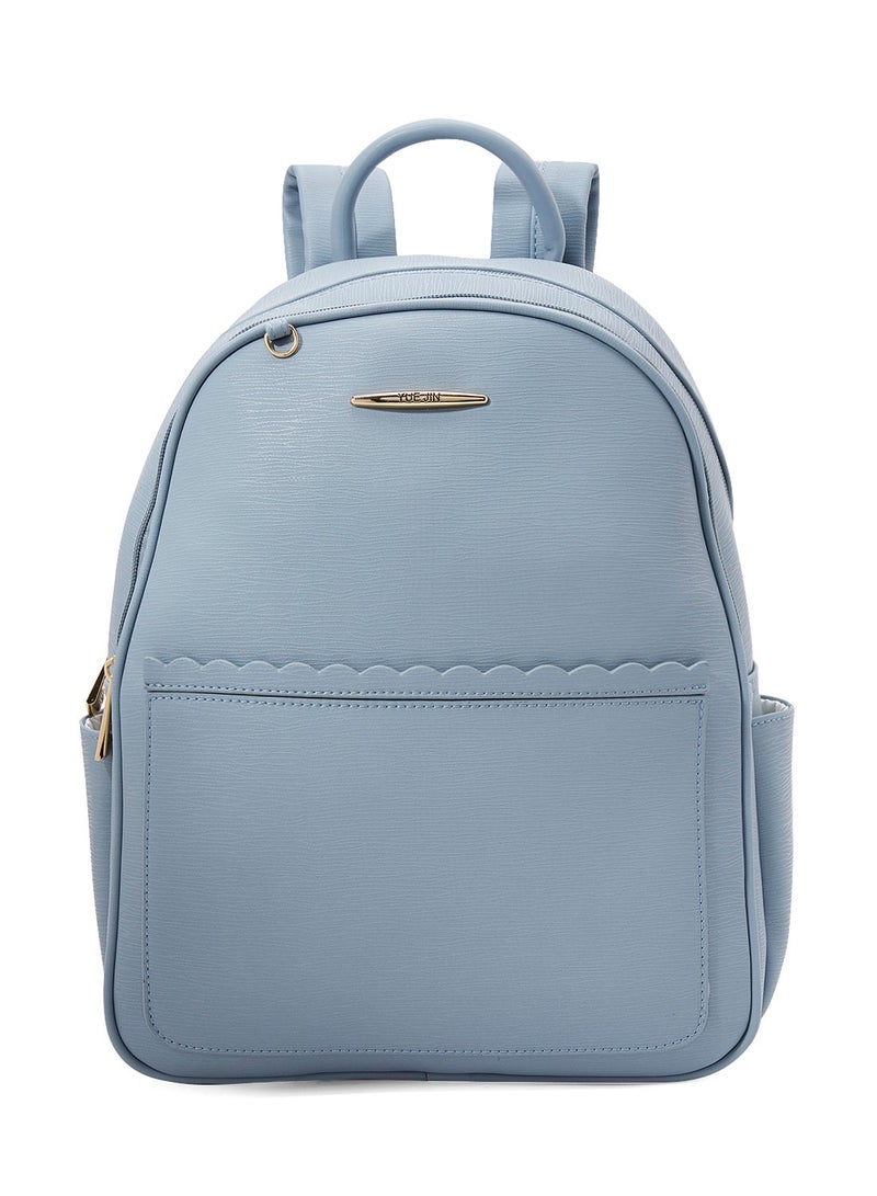 Faux Leather Backpack Blue