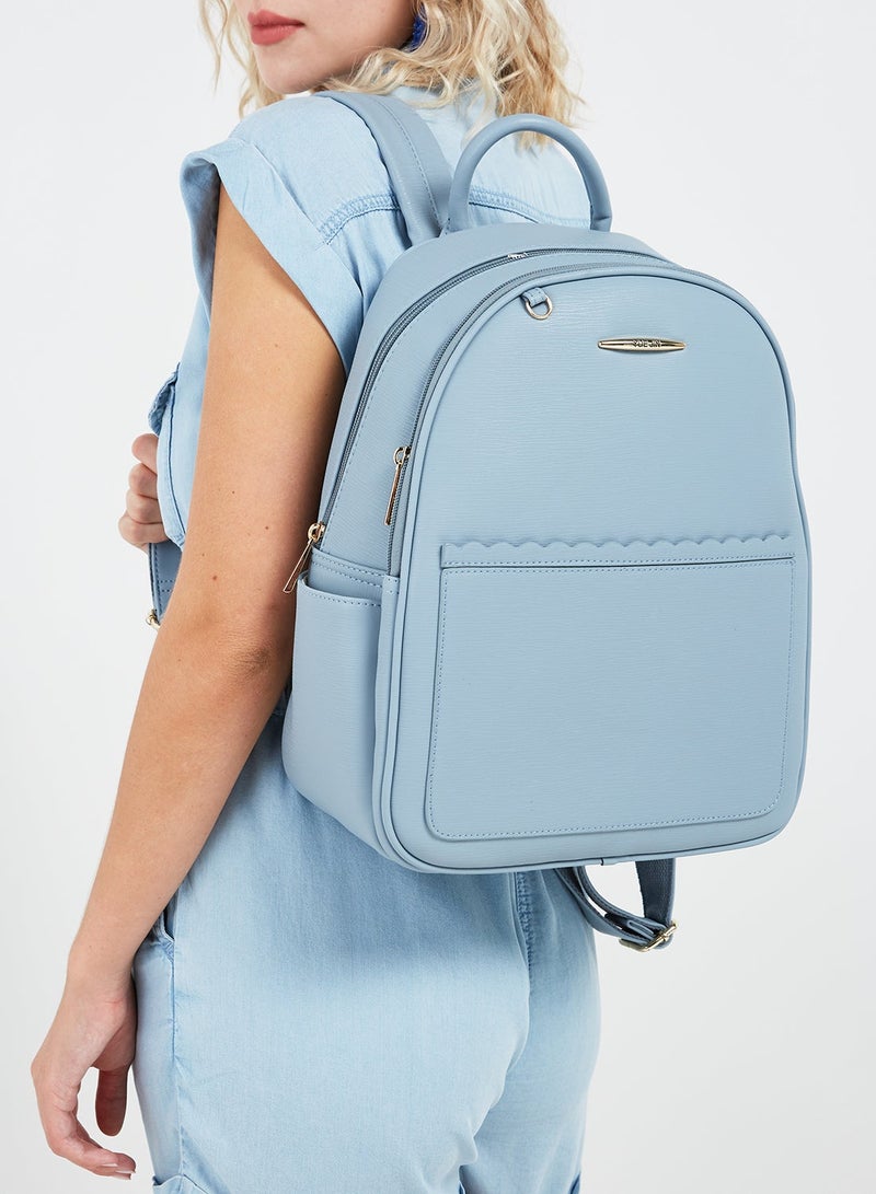 Faux Leather Backpack Blue