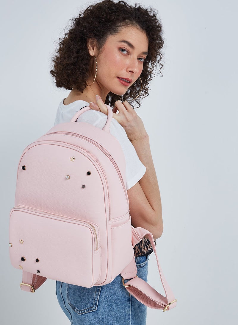 Faux Leather Backpack Pink