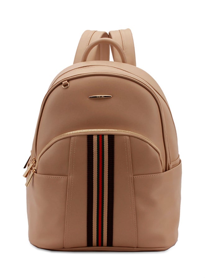 Faux Leather Fashion Backpack Apricot