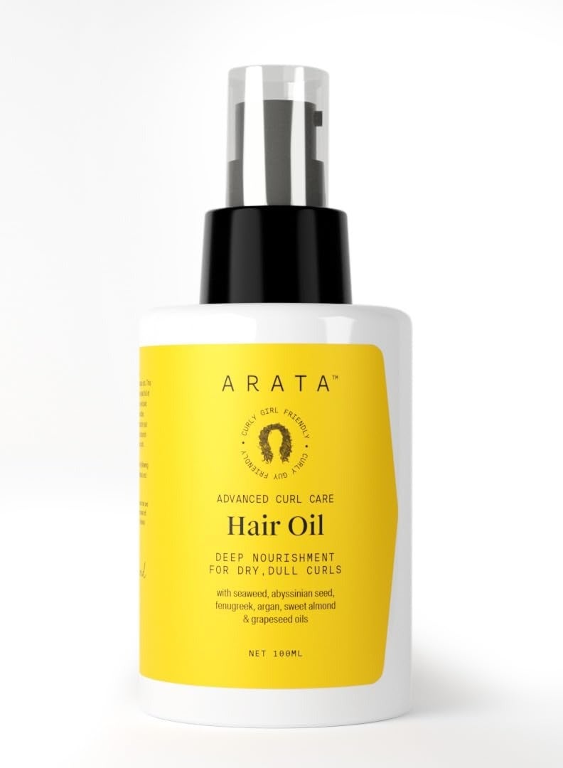 Arata Curl Hair Oil With 14 Potent Oils | For Dry, Frizzy, Dull, Wavy, Curly Hair | Nourishes, Boosts Hair Growth & Strength | Gives UV protection | No Sulphate,Paraben,Silicone |100ml x 1