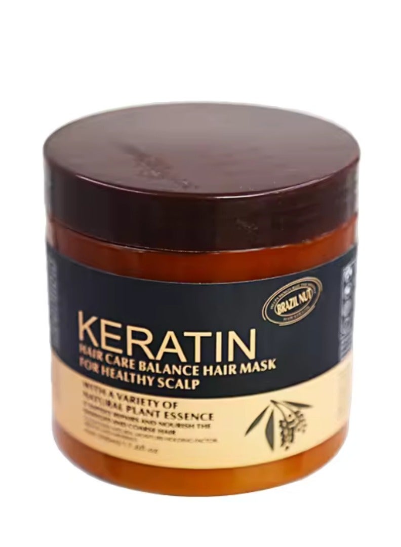 500ml Keratin Hair Care Balance Hair Mask Rapidly Repairs and Nourish Damaged and Coarse Hair Natural Moisturizer Hydrating Smoothing Shining Strengthening Keratin Hair Mask Brazil Nut