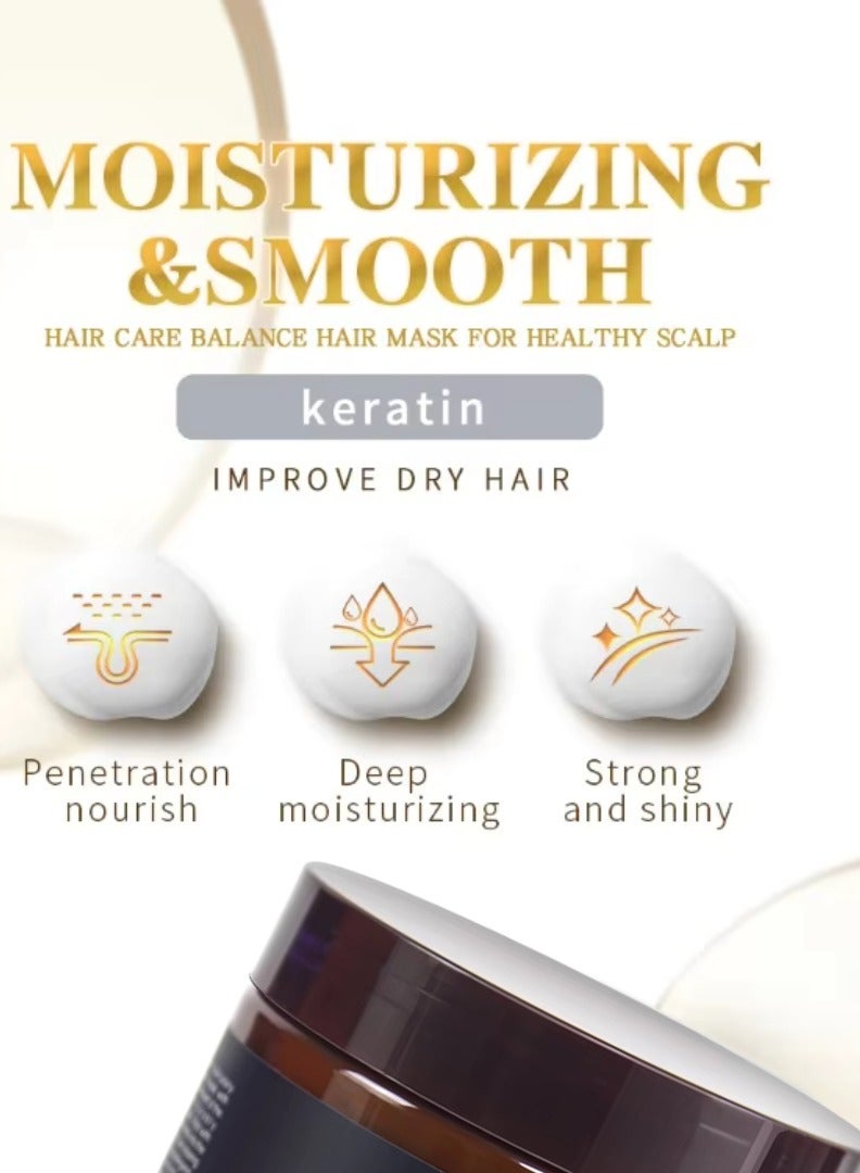 1000ml Keratin Hair Care Balance Hair Mask Rapidly Repairs and Nourish Damaged and Coarse Hair Natural Moisturizer Hydrating Smoothing Shining Strengthening Keratin Hair Mask Brazil Nut