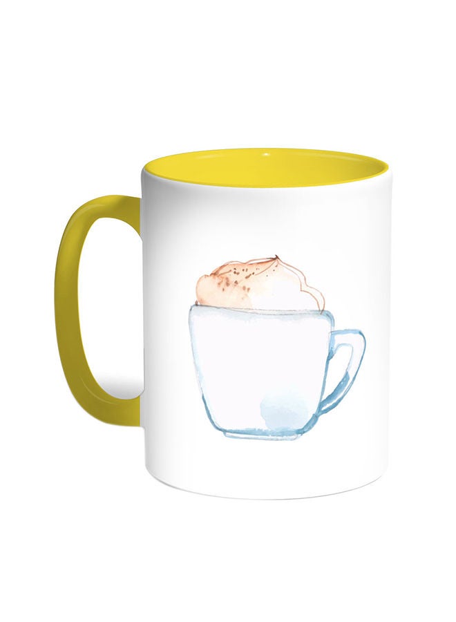 Cup Of Coffee In A Foam Printed Mug Yellow/White 11ounce