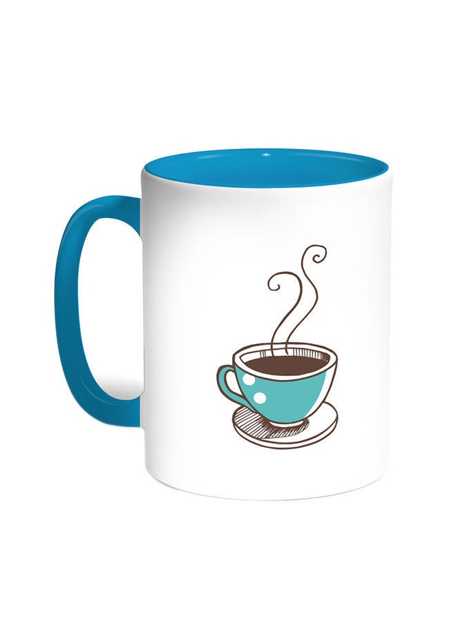 A Cup Of Coffee Printed Mug Turquoise/White 11ounce