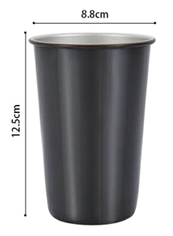 Stainless Steel Coffee Mug With Reusable Metal Straw And Lid Black 12.5x8.8centimeter