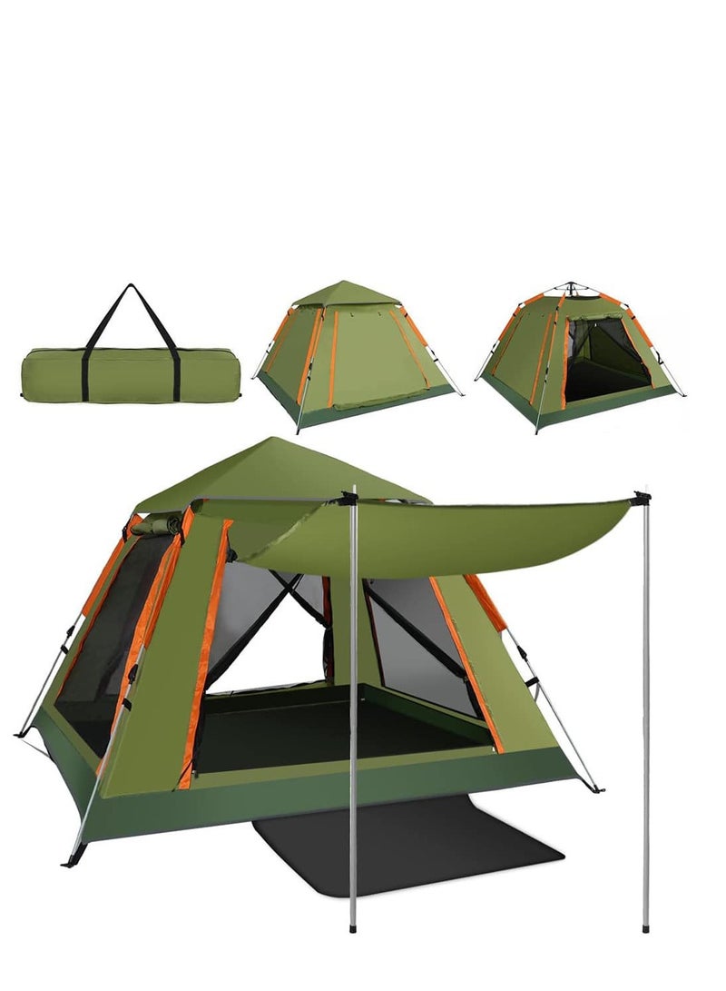 Camping Tent with Weather Technology, Instant Setup 4 Person Waterproof Tent, Double-Thick Fabric And Carry Bag, Sets Up In Few Minutes Automatic Tent For Outdoor