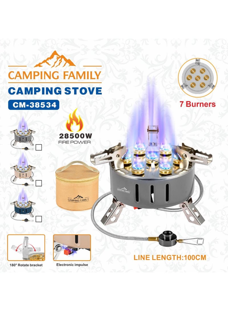 Camping Family 28500W Camping Gas Stove With 7 Burners