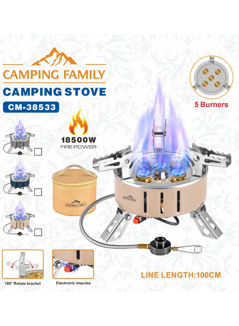 Camping Family 18500W Camping Gas Stove With 5 Burners