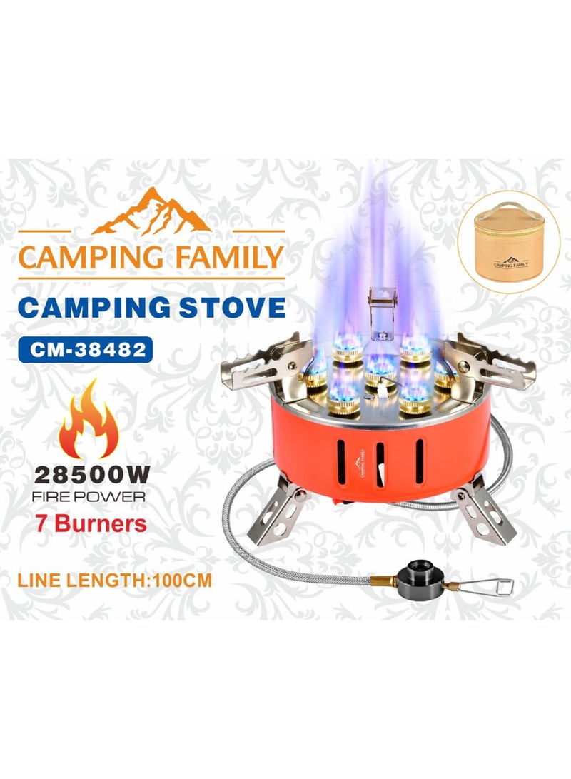 Camping Family 28500W Camping Gas Stove With 7 Burners