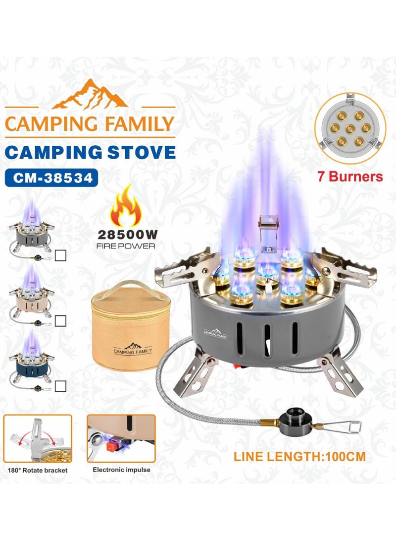 Camping Family 28500W Camping Gas Stove With 7 Burners