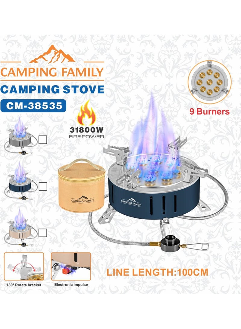 Camping Family 31800W Camping Gas Stove With 9 Burners