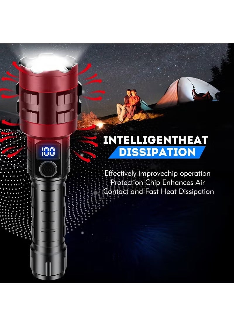 Super Bright Flashlight, Rechargeable LED Flashlights, 15000 Lumens LED Flashlight, ipx6 waterproof, Powerful Flashlight Torch Zoomable for Dog Walking Hiking Emergency Gif