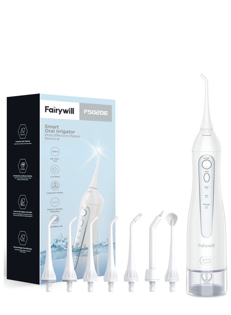 Rechargeable Water Flosser, 3 Mode Portable Oral Irrigator with 300ml Water Tank （White）