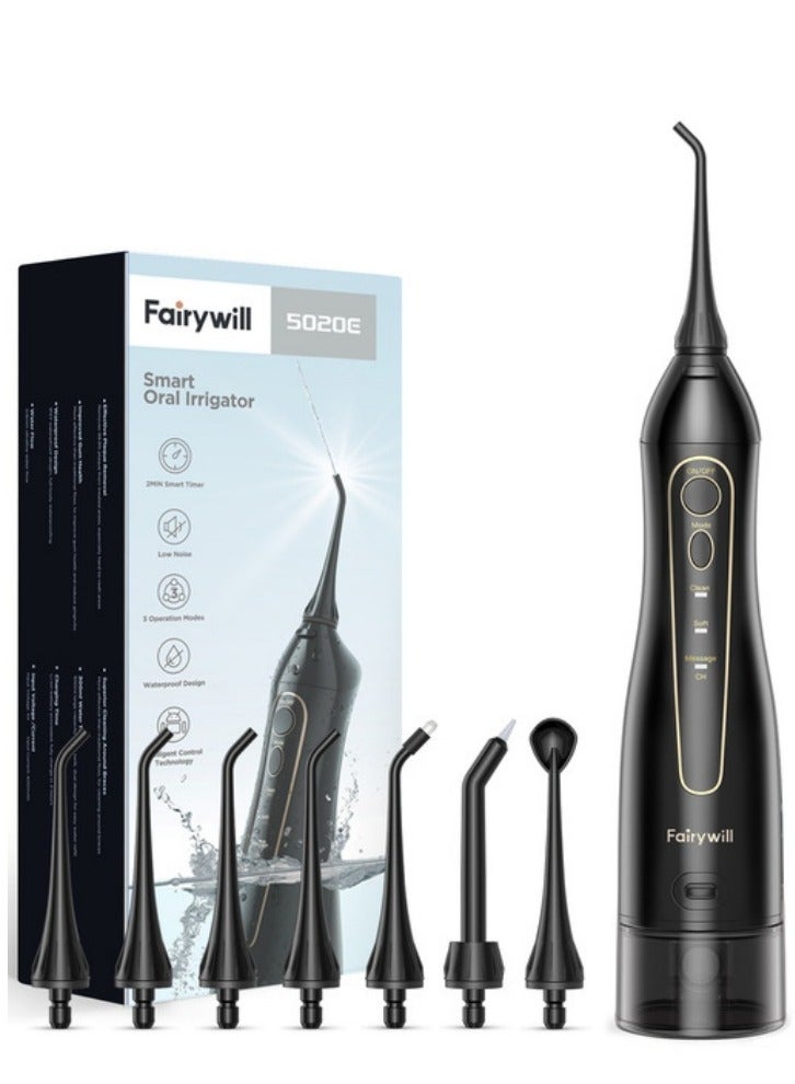 Rechargeable Water Flosser, 3 Mode Portable Oral Irrigator with 300ml Water Tank （Black）