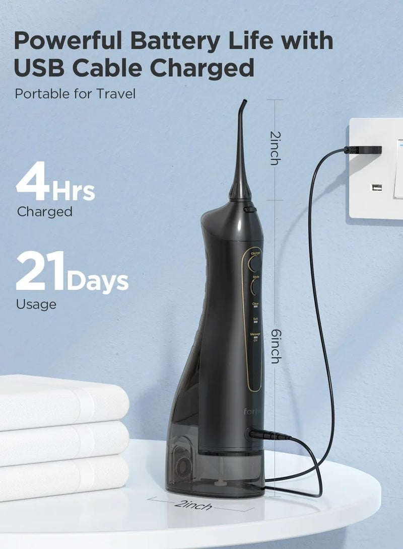 Rechargeable Water Flosser, 3 Mode Portable Oral Irrigator with 300ml Water Tank （Black）