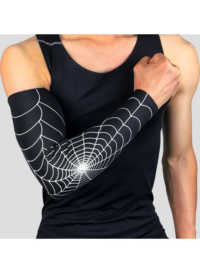 Spider Web Pattern Arm Guard Tennis Badminton Sports Elbow Sleeve Pad Brace 20 x 10 20cm