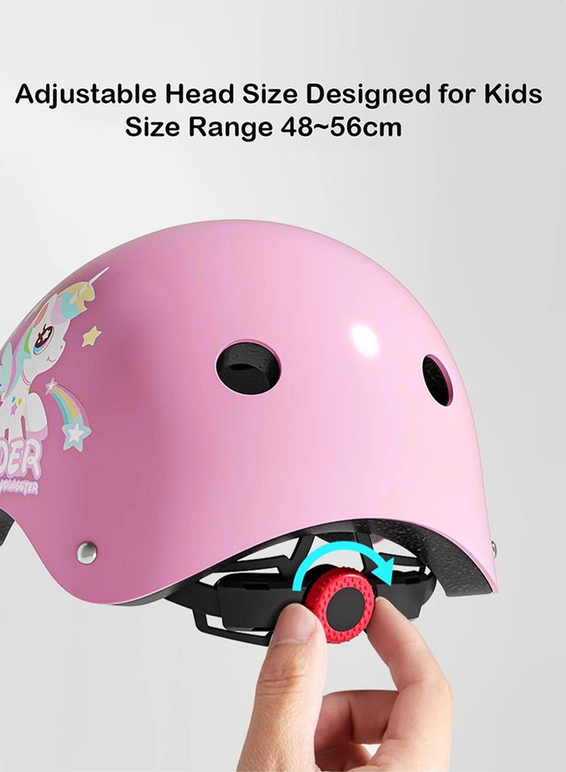 Adjustable Kids Bike Helmet for 3-8 Years Skateboard Helmet with Knee Elbow Pads and Wrist Guard for Roller Skates Cycling