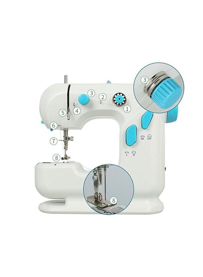 Multifunctional Electric Sewing Machine With LED Light Foot Pedal YFSM-306 White/Blue