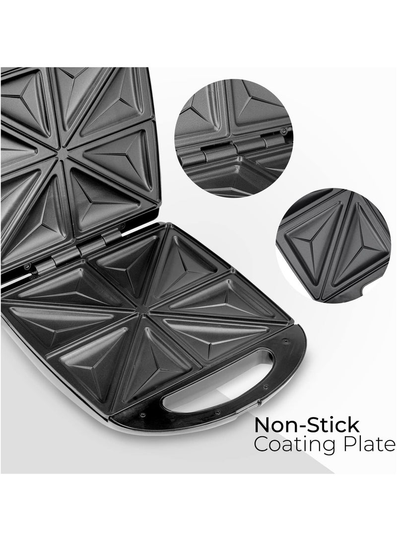 1400W 4 Slice Sandwich Maker - Cooks Delicious Crispy Sandwiches - Cool Touch Handle, Automatic Temperature Control and Non-Stick Plate - Breakfast Sandwiches & Cheese Snack