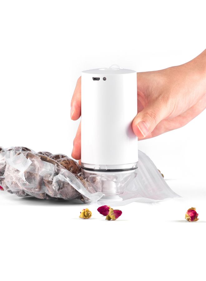 Handheld Mini Cordless USB Rechargeable Vacuum Sealer Machine With Reusable Zipper Bags White