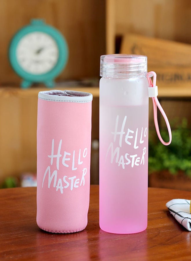 Hello Master Borosilicate Glass Water Bottle Pink 450ml