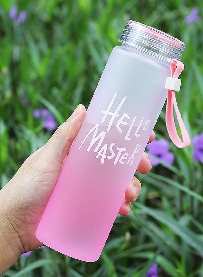 Hello Master Borosilicate Glass Water Bottle Pink 450ml