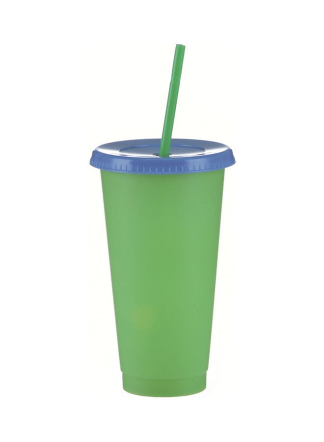 Water Bottle Cup With Lid And Straw Green