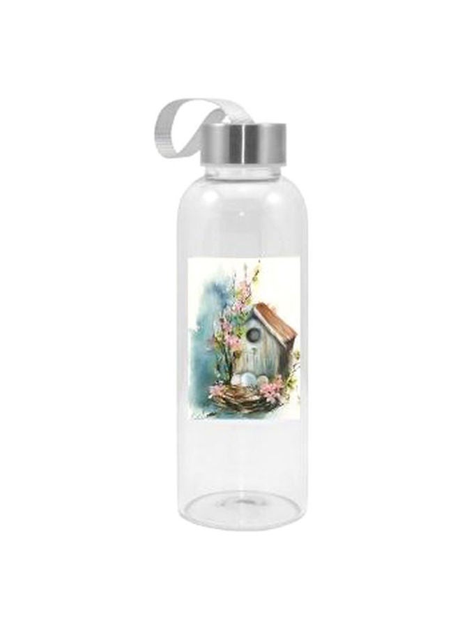 Birdhouse Printed Water Bottle Clear/Blue/Beige 420ml