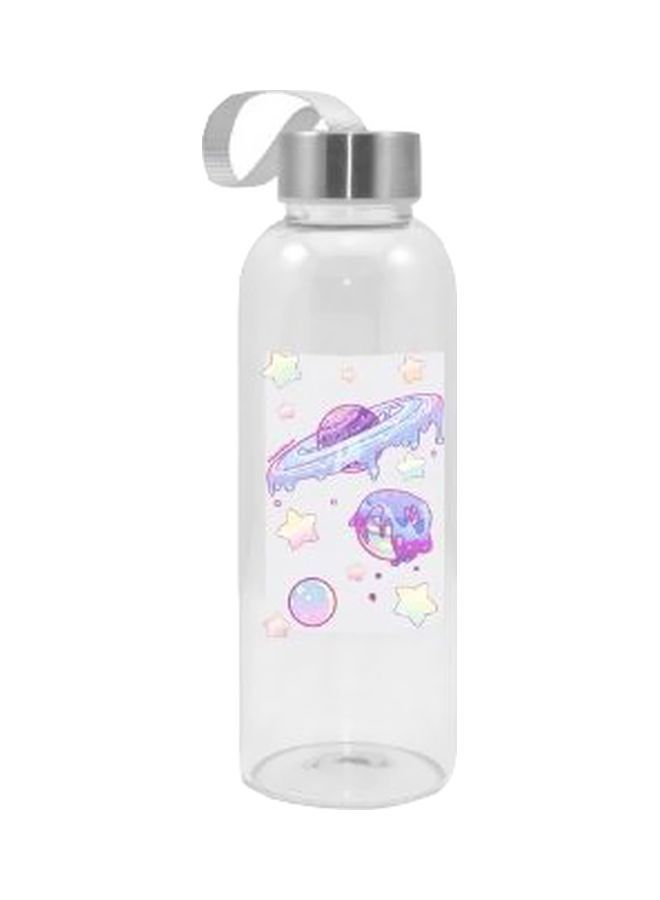 Space Planets Printed Water Bottle Clear/Purple 420ml