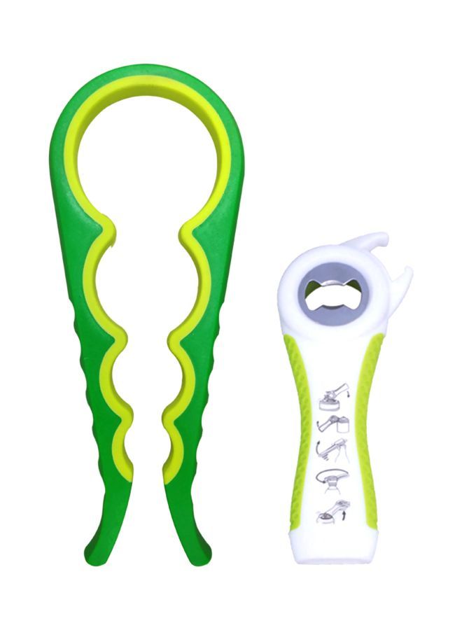 2-Piece Multi-Function Bottle And Jar Opener Green/White/Yellow