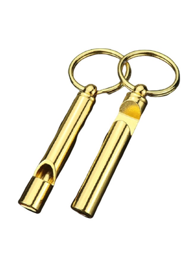 2-Piece Metal Whistle Keychain Bottle Opener Gold 10 x 6 2centimeter