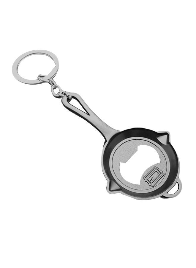 2-Piece Pan Shaped Keychain Bottle Opener Black/Silver 10 x 8 3centimeter