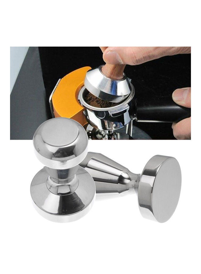 Home Cafe Shop Stainless Steel Coffee Bean Press Tamper Espresso Powder Grinder Silver 5.1x5.1x5.1cm