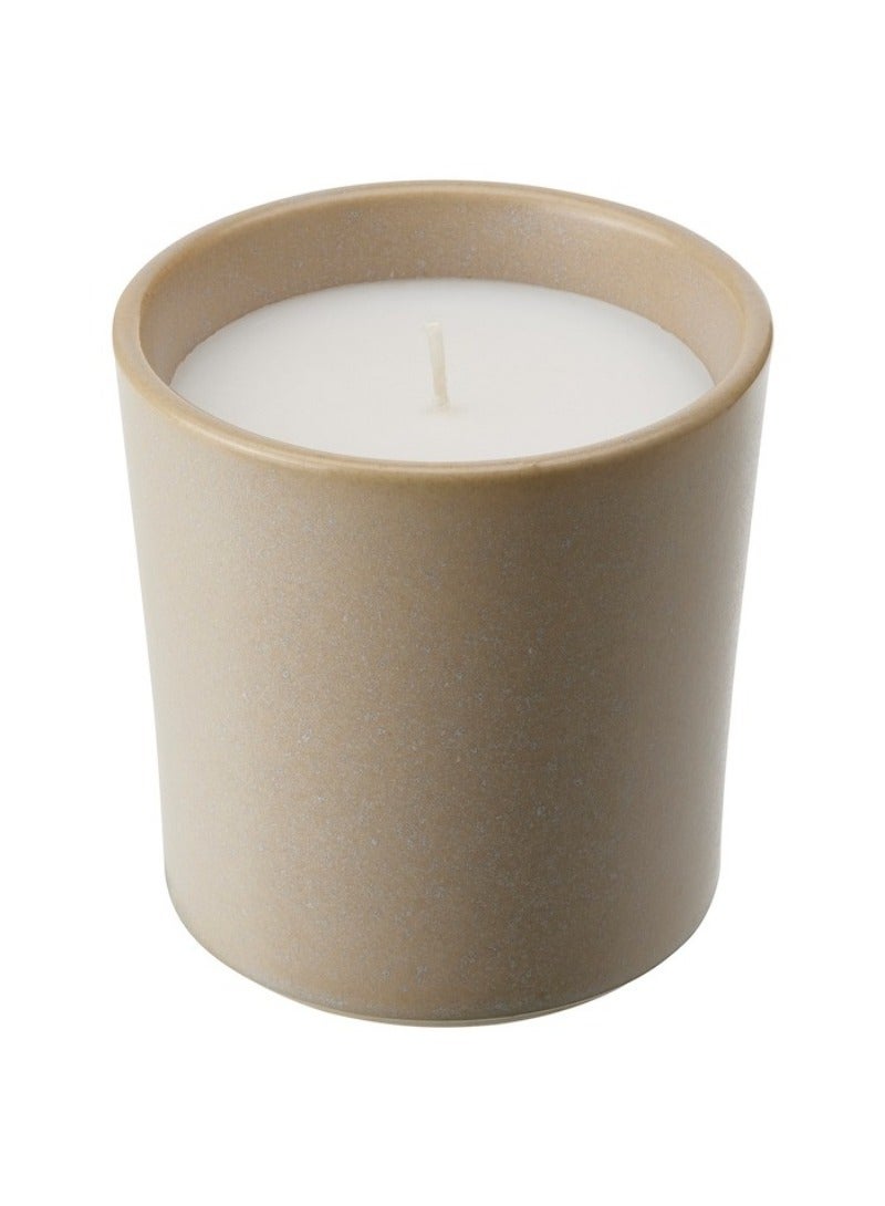 Scented candle in ceramic jar, Vanilla/light beige, 50 hr