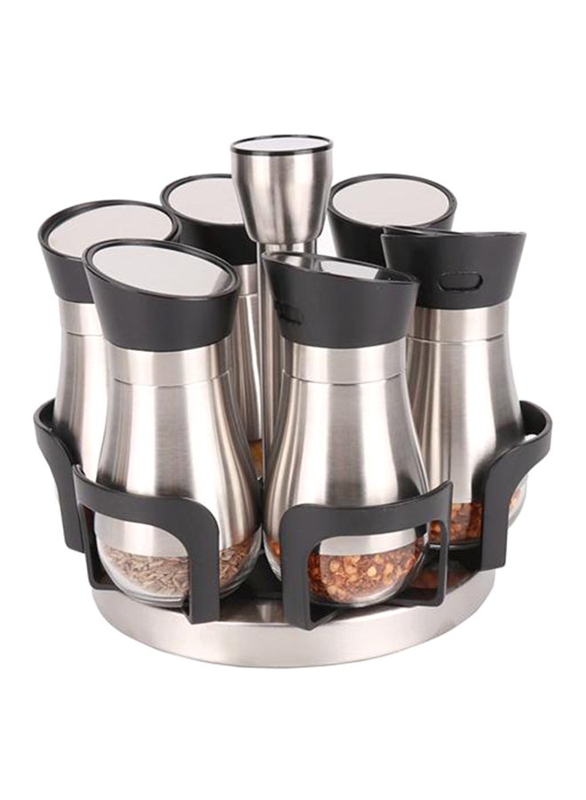 6-Piece Spice Bottle Set Silver/Black