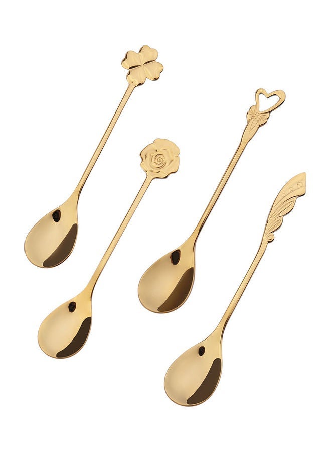 4-Piece Stainless Steel Spoon Gold 12.5cm