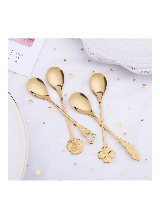 4-Piece Stainless Steel Spoon Gold 12.5cm