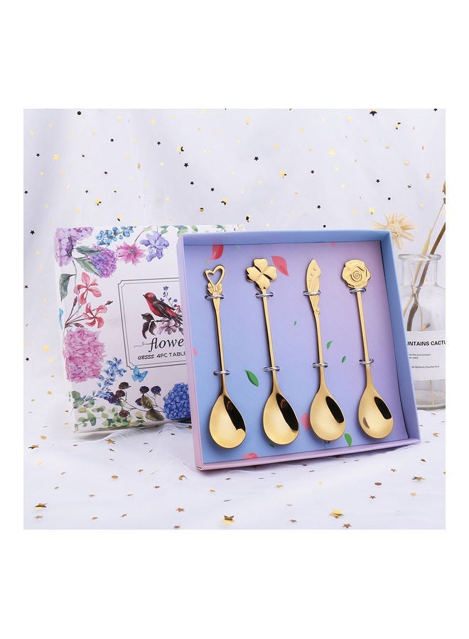 4-Piece Stainless Steel Spoon Gold 12.5cm