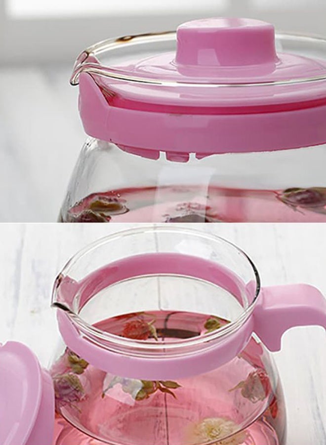 5-Piece Teapot Set Pink/Clear 10x16x13.5 cm, Cups 7.6x5.4cm