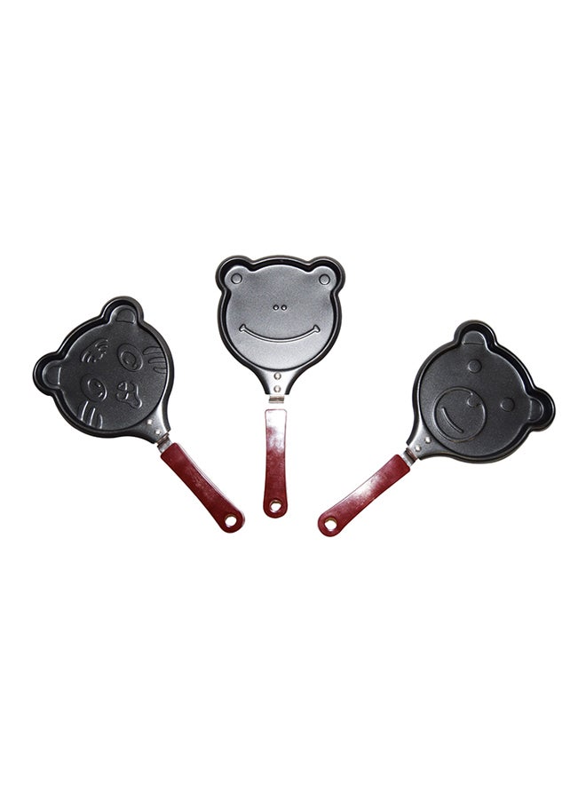 3-Piece Mini Frying Pan Set Black/Brown 28x14x6cm