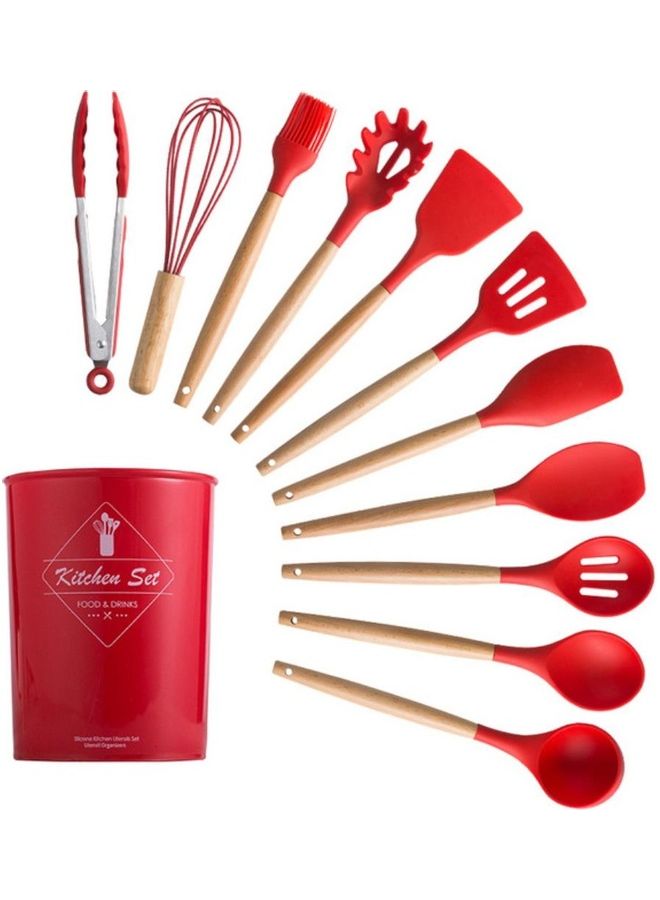 12-Piece Silicone Heat Resistant Kitchenware Set Red