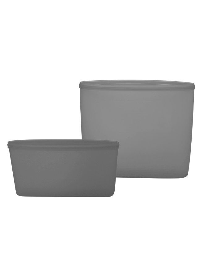 2-Piece Reusable Food Storage Container Set Grey 17 x 4 15centimeter