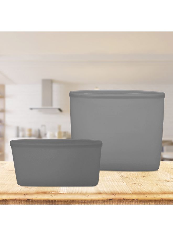 2-Piece Reusable Food Storage Container Set Grey 17 x 4 15centimeter