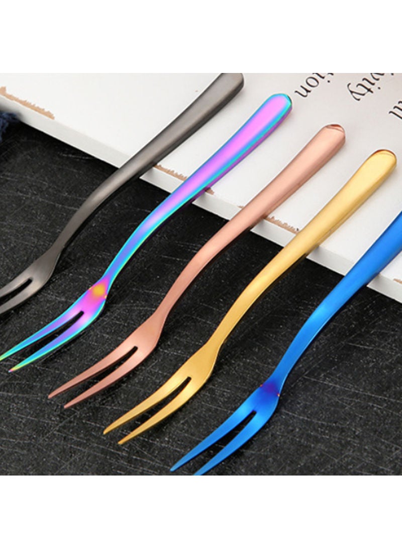 2-Piece Dessert Fruit Fork Set Gold 12.8cm