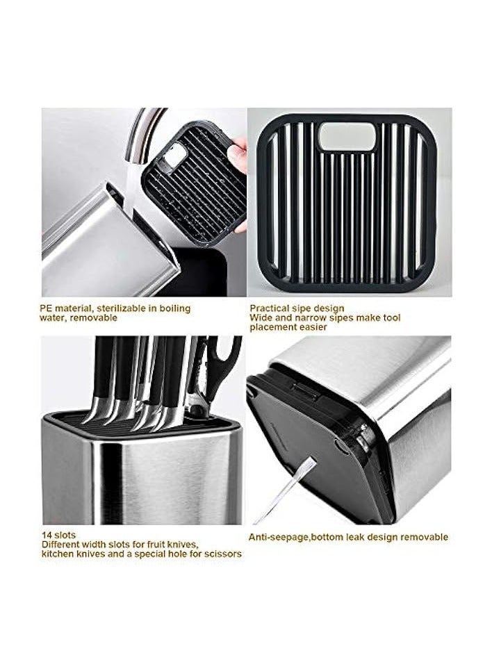 Universal Knife Blocks,Easy Cleaning with Removable Top and Bottom Stainless Steel Knife Holder Stable