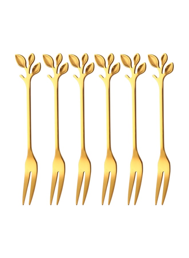 6-Piece Stainless Steel Fork Set Gold 4.92inch