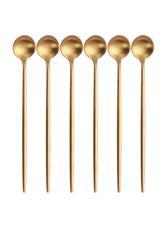 6-Piece Iced Tea Spoons Gold 20centimeter